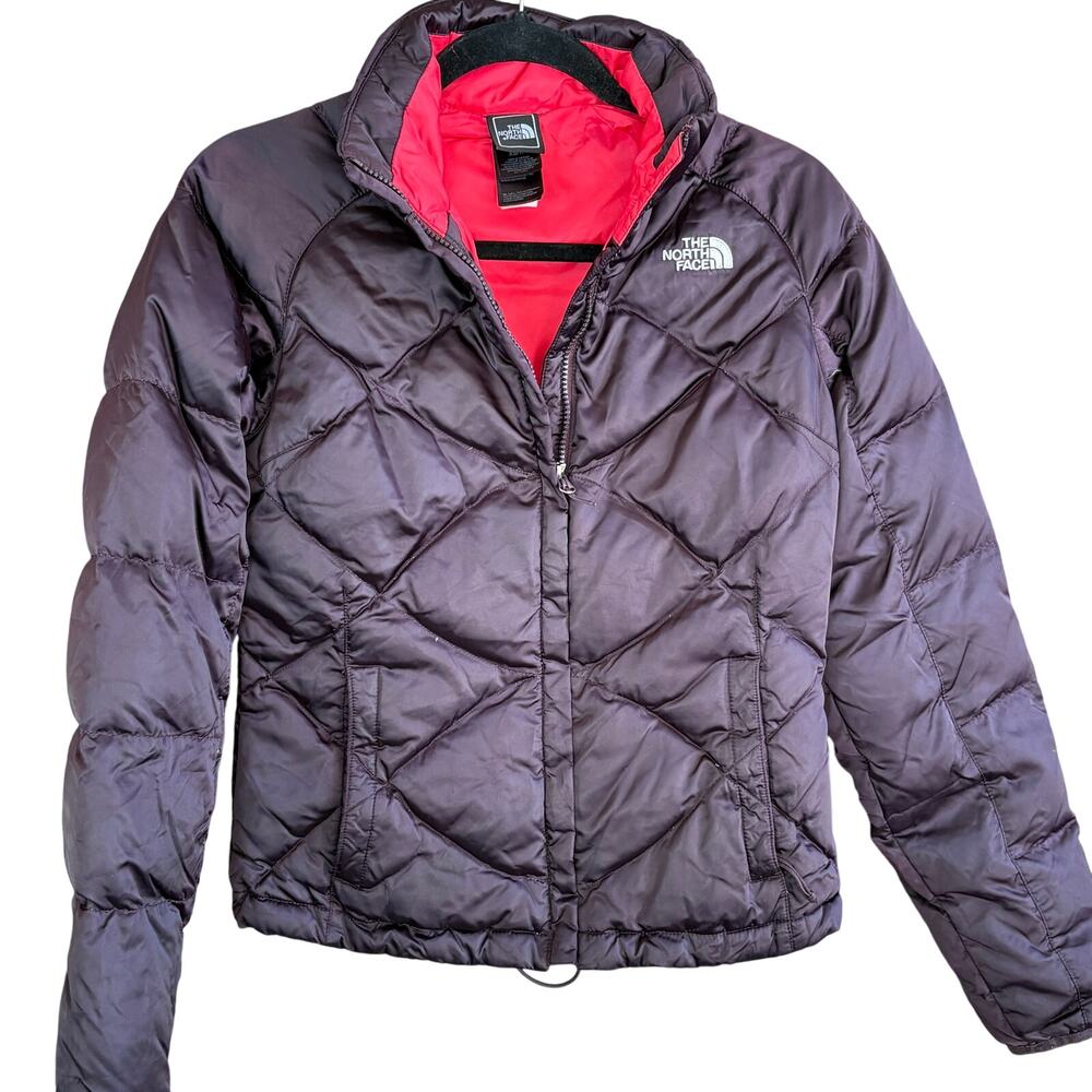 North Face Womens Aconcagua Down Jacket XS Purple TNF Zip Coat Outdoor Camp Hike
